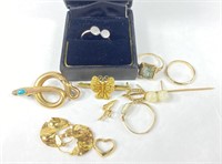 Lot Of Assorted 10K, 14K, 18K Gold Jewelry (As Is)