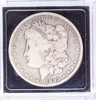 Coin 1893-CC Morgan Silver Dollar - Rare!