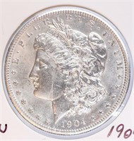 Coin 1904-O Morgan Silver Dollar In BU