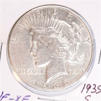 Coin 1935-S Silver Peace Dollar In VF - XF
