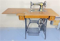 Antique Singer Sewing Machine & Table