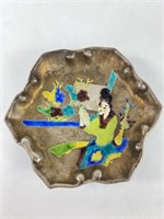 Small Chinese Silver Enamel Tray