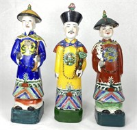 (3) 11 3/4" Chinese Porcelain Clay Figurines