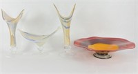 (4) Larger Murano Style Art Glass