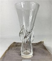Steuben Crystal Rose Vase w/ Sleeve