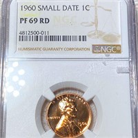 1960 Lincoln Wheat Penny NGC - PF 69 RD SML LETRS