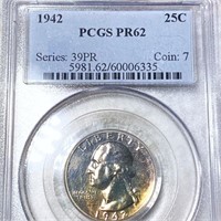 1942 Washington Silver Quarter PCGS - PR62