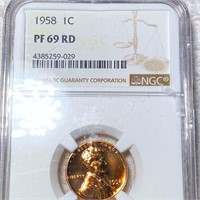 1958 Lincoln Wheat Penny NGC - PF 69 RD
