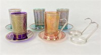 (5) Murano Venetian Glass Cups and Saucers
