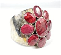 Sterling Cuff Bracelet With Stones