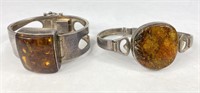 (2) Sterling Hinged Cuff Bracelets