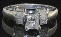 Solid Platinum 1.00 ct Princess Cut Diamond Ring