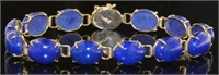 14kt Gold Natural Cabochon Blue Lapis Bracelet