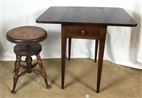 Drop leaf side table and adjustable piano stool