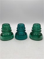 3 Antique Glass Insulators