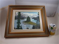 Peinture de paysage montagneux signée - S.GERVAIS