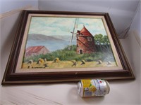 Peinture signée d' un moulin à vent - André