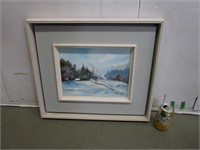 Peinture signée d'un paysage hivernal - MARJORIE