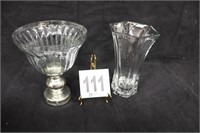 (2) Vases - 10" Tall (1 Marked Hoosier Glass)