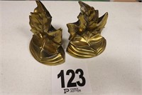 Pair of 6.5" Tall Brass Leaf Book Ends