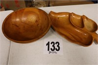 Wood Bowl Marked Baraboo Craft Canada & Sectioned