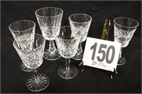 (5) 6" Tall Waterford Wine Glasses (Marked) & (1)