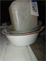 Enamelware Bowl, Water Jug