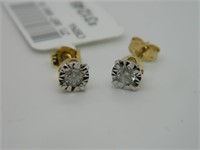 Yellow Gold Diamond Earrings NEW