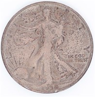 Coin 1938-D Walking Half Dollar In G / VG
