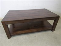 Rustic, Dark Wood Coffee Table w/ Shelf