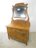 Vintage, Solid Wood Dresser w/ Rotating Mirror