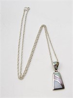 925 Silver with Colored Mother of Pearl Necklace