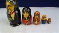 (5) Character Russian Wooden Nesting Dolls