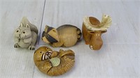 (4) Woodland Animal Collectible Figurines