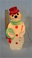 Plastic lighted snow man