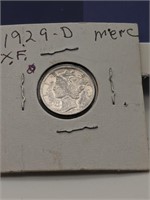 XF 1929-D Mercury Dime