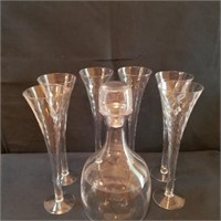 Wine Decanter and Flute Glasses S12D