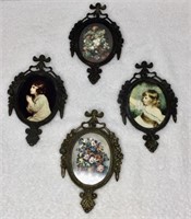 4 Antique Victorian Brass Frames U15A