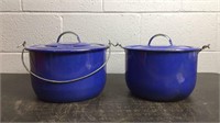 Pair Of Vintage Enameled Pots