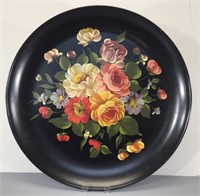 Hand Painted Tin Platter -Vintage -Large 20"