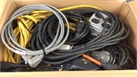 Box Of Wire, Extension Cords, Drop Light