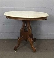 Victorian Oval Table W Marble Top
