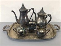 Silverplate Coffee & Tea Set w/ Serving Tray