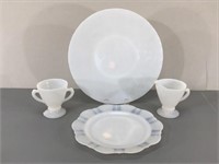 Opal Glass Platter, Plate ,Cream & Sugar