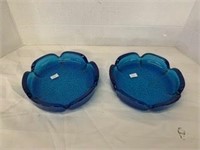 heavy glass ashtray blue