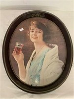 coca-cola tray vintage lady- oval