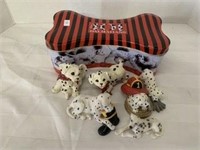 dalmation tin with little dalmation figurines