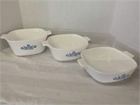 CORNING WARE DISHES-3-GRADUATING SIZE