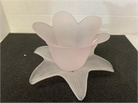 CANDLE HOLDER-FROSTED GLASS-LAVANDER TENT