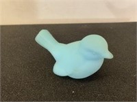 FENTON-FROSTED BLUE BIRD PAPERWEIGHT